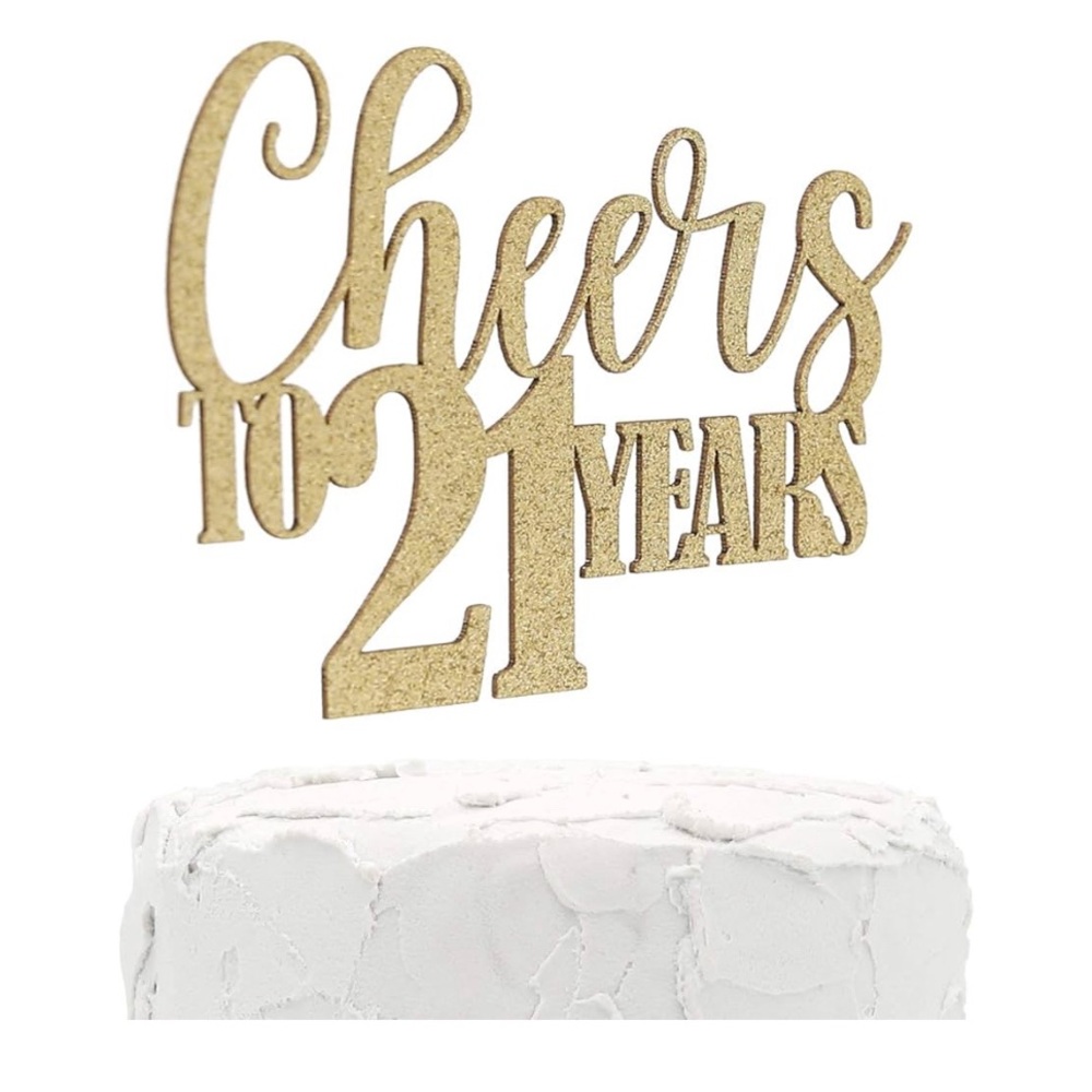 Cake Topper “Cheers to 21 Years” by Nanasuko